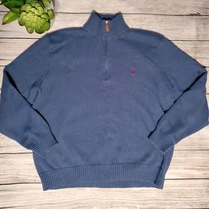 POLO RALPH LAUREN XL Blue 1/4 Zip Pullover Sweater